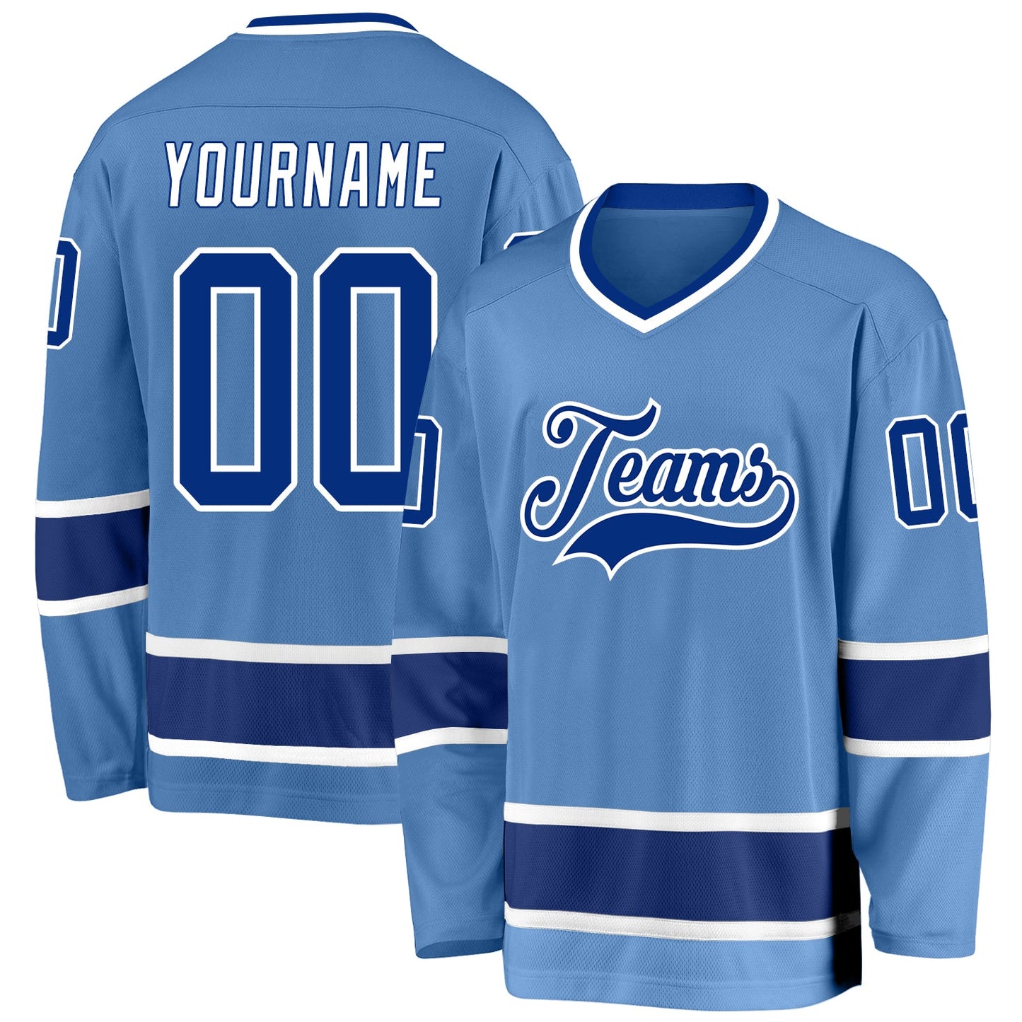Custom Light Blue Royal-White Hockey Jersey - Main View