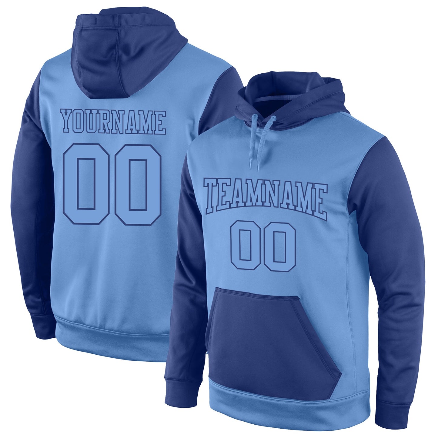 Custom Stitched Light Blue Light Blue-Royal Sports Pullover Sweatshirt Hoodie - Main View