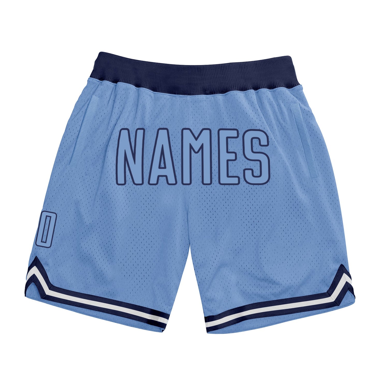 Custom Light Blue Light Blue-Navy Authentic Throwback Basketball Shorts - Main View