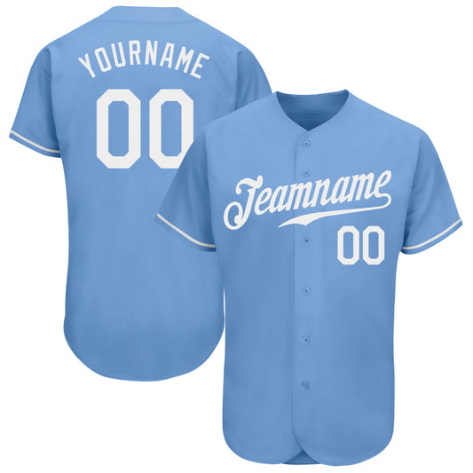 Custom Light Blue White Authentic Baseball Jersey - Main View