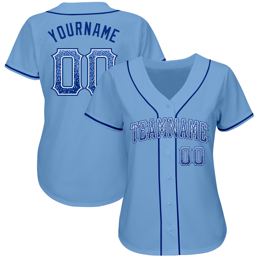 Custom Light Blue Royal-White Authentic Drift Fashion Baseball Jersey view 2