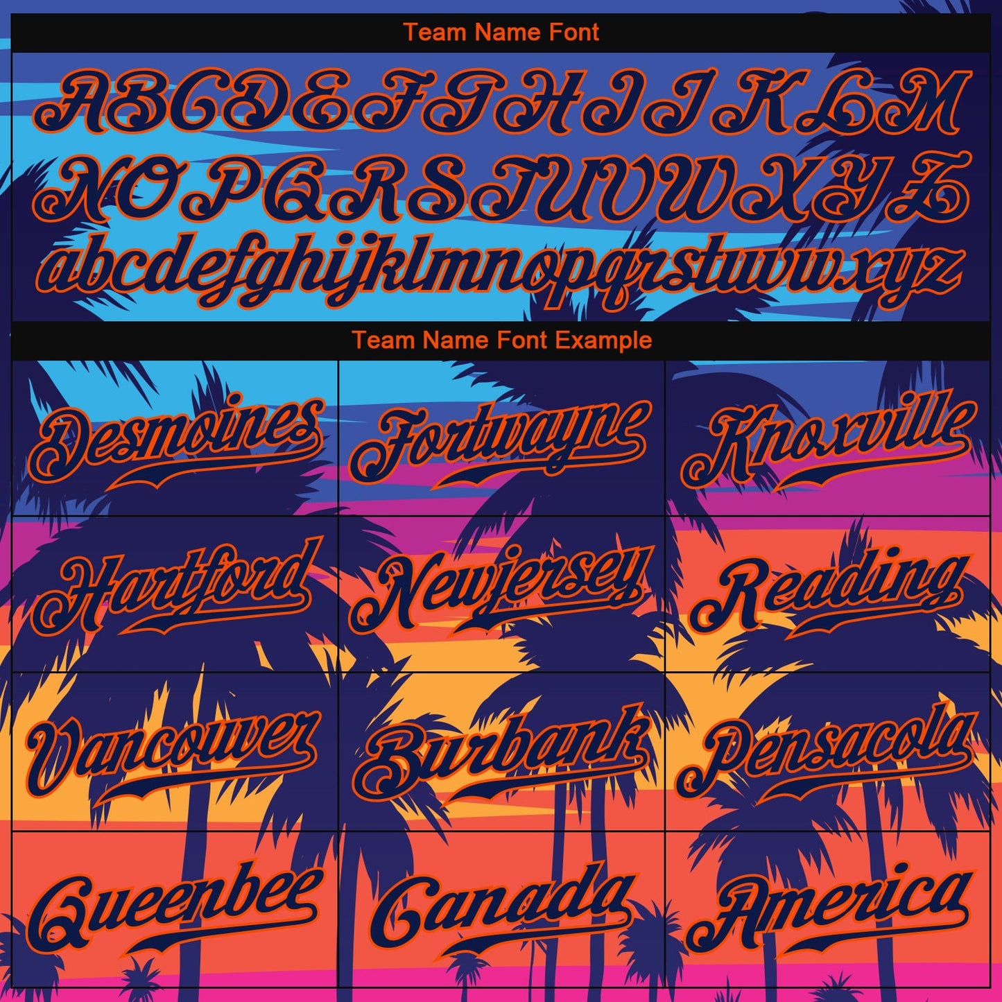 Custom Royal Navy-Orange 3D Pattern Design Palm Trees Authentic Baseball Jersey view 4