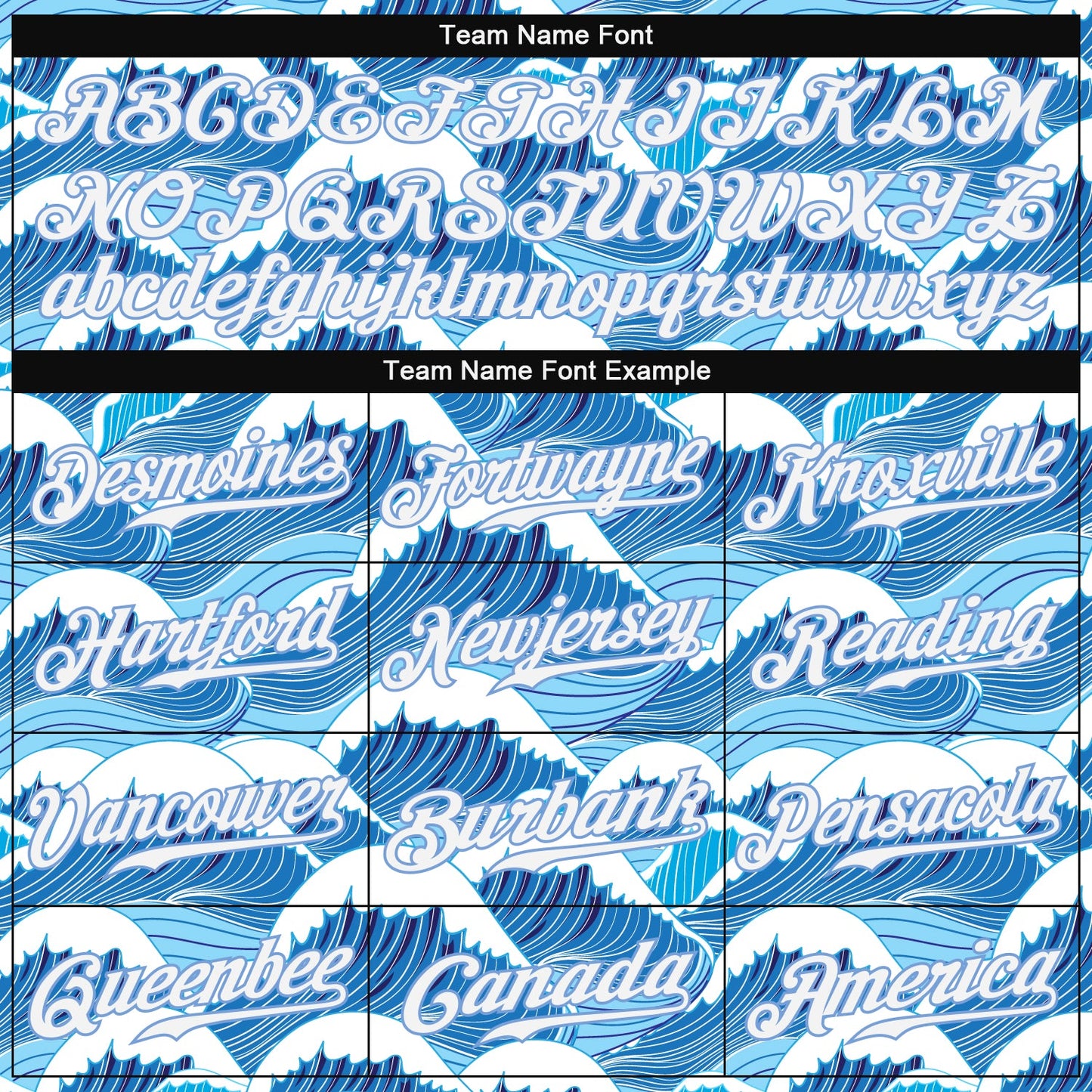 Custom Light Blue White-Light Blue 3D Pattern Design Waves Authentic Baseball Jersey view 4