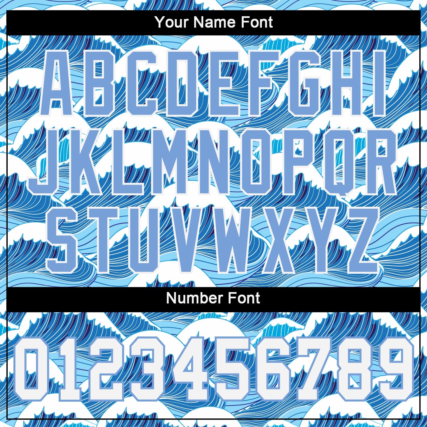 Custom Light Blue White-Light Blue 3D Pattern Design Waves Authentic Baseball Jersey view 5