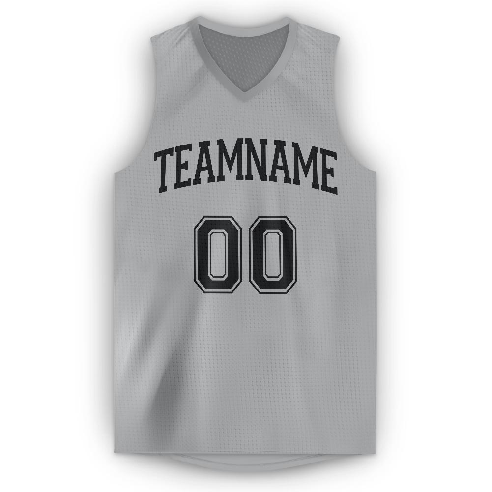 Custom Gray Black V-Neck Basketball Jersey view 2