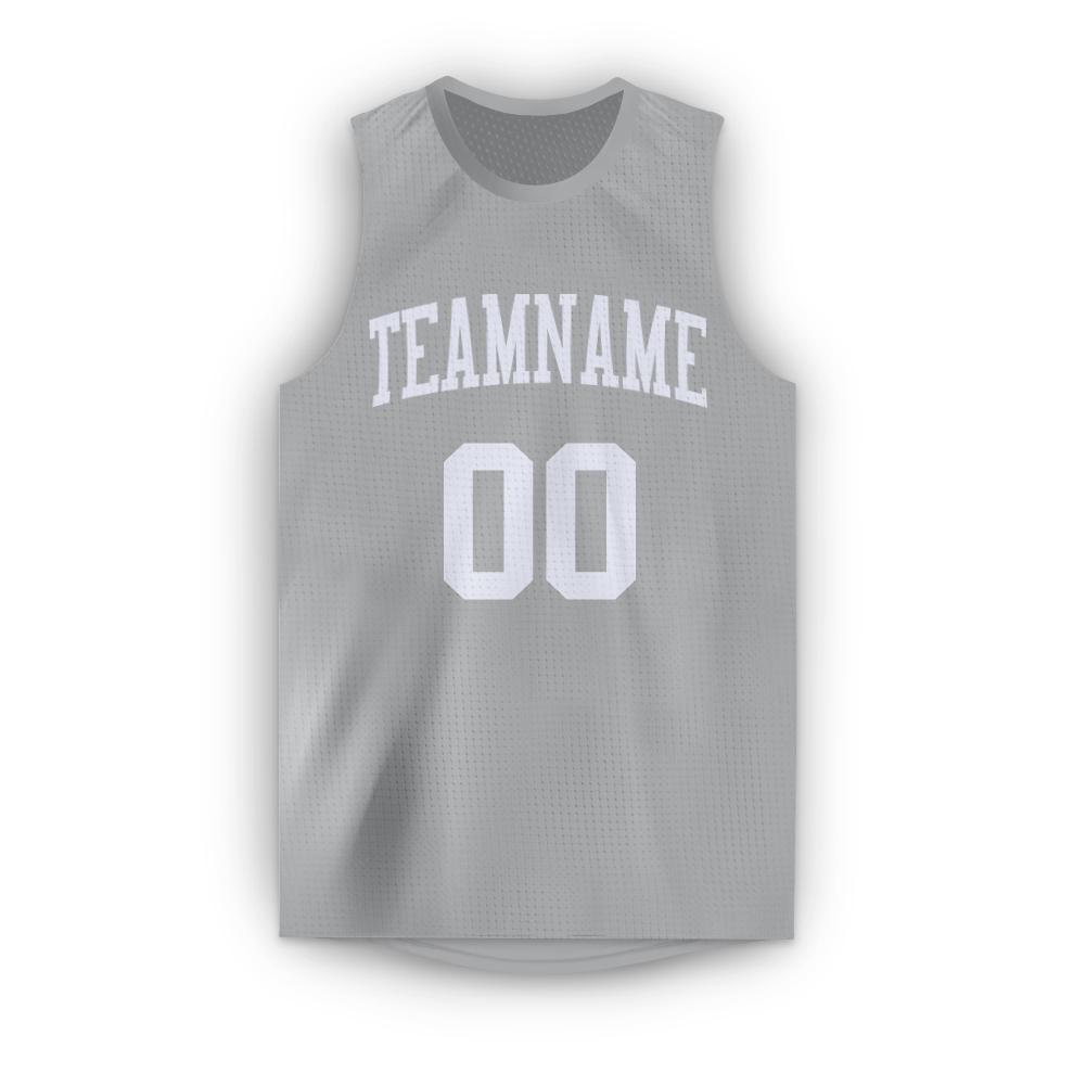 Custom Gray White Round Neck Basketball Jersey view 2