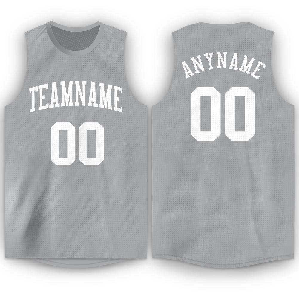Custom Gray White Round Neck Basketball Jersey - Main View