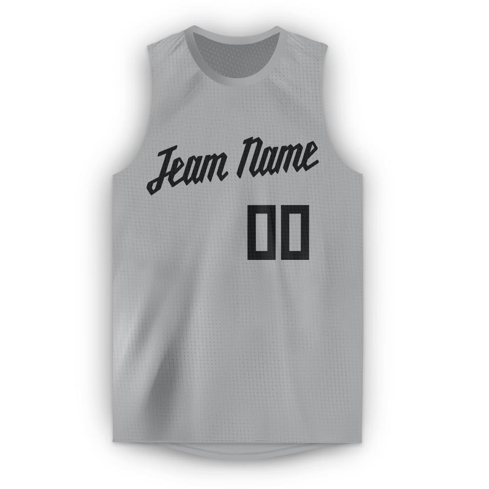 Custom Gray Black Round Neck Basketball Jersey view 2