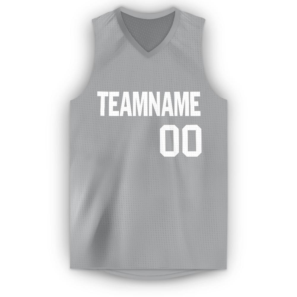 Custom Gray White V-Neck Basketball Jersey view 2