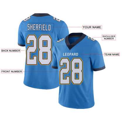 Custom LA.Chargers  Stitched American Football Jerseys Personalize Birthday Gifts Powder Blue Jersey view 2