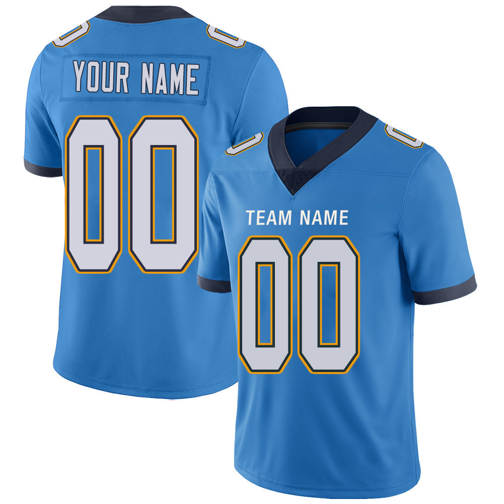 Custom LA.Chargers  Stitched American Football Jerseys Personalize Birthday Gifts Powder Blue Jersey - Main View