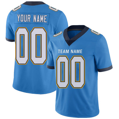 Custom LA.Chargers  Stitched American Football Jerseys Personalize Birthday Gifts Powder Blue Jersey - Main View