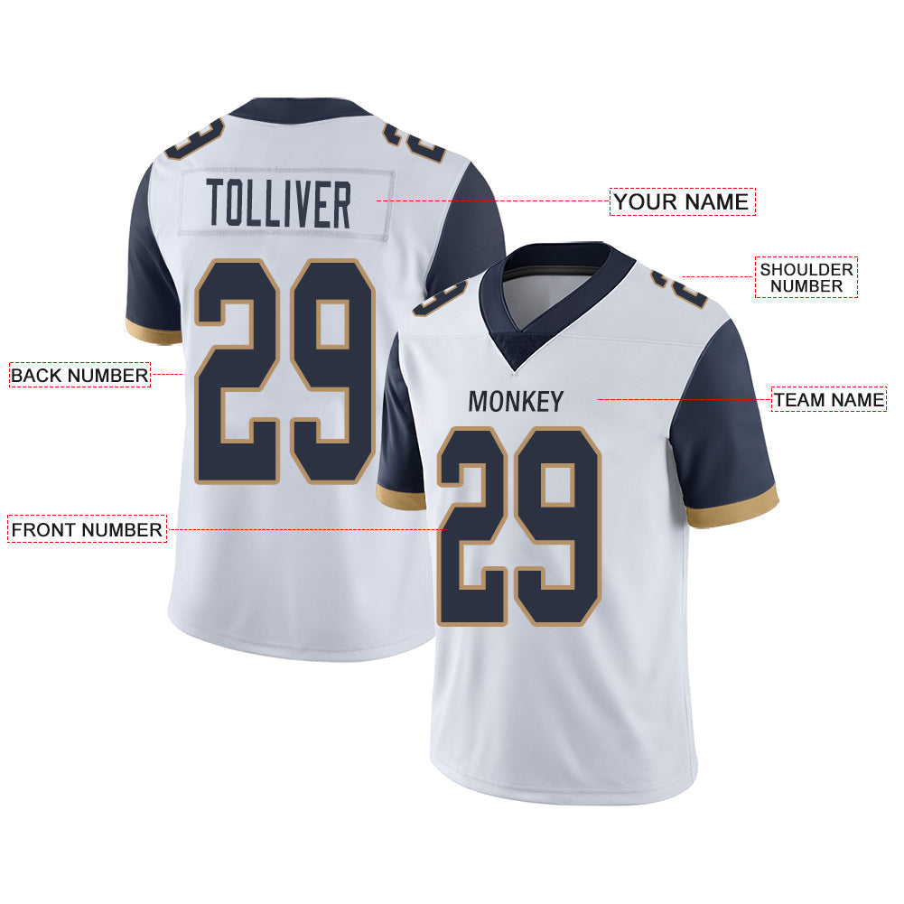 Custom LA.Chargers Stitched American Football Jerseys Personalize Birthday Gifts White Jersey view 2