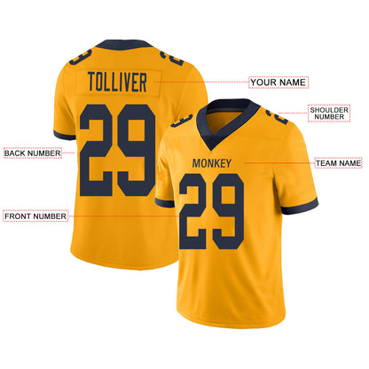 Custom LA.Chargers Stitched American Football Jerseys Personalize Birthday Gifts Gold Jersey view 2