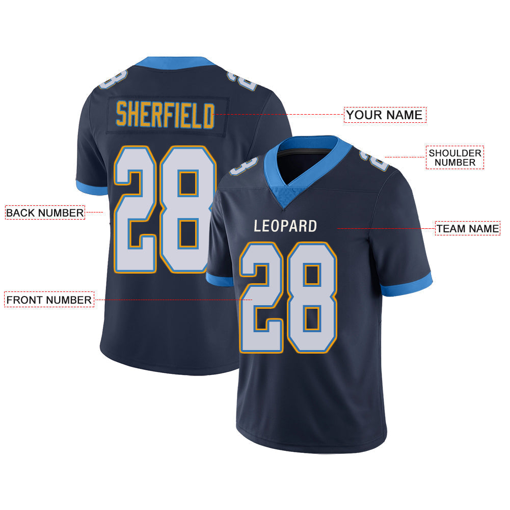 Custom LA.Chargers Stitched American Football Jerseys Personalize Birthday Gifts Navy Jersey view 2