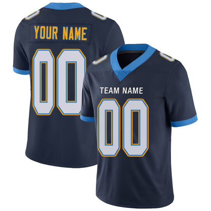Custom LA.Chargers Stitched American Football Jerseys Personalize Birthday Gifts Navy Jersey - Main View