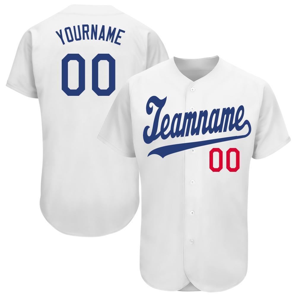Custom White Royal-Red Baseball Jersey - Main View