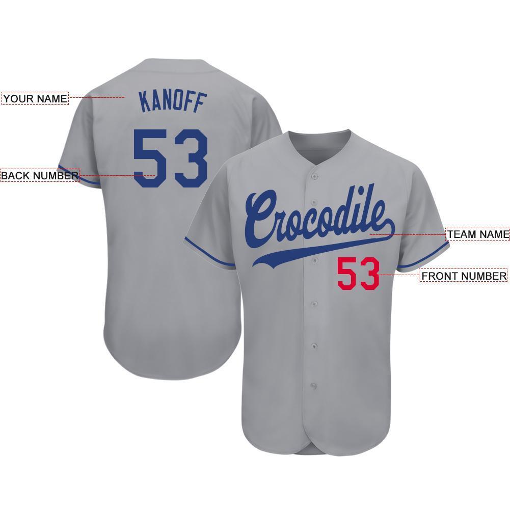 Custom Gray Royal-Red Baseball Jersey view 3