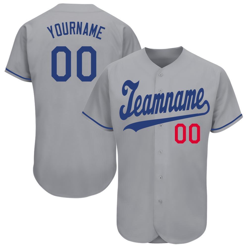 Custom Gray Royal-Red Baseball Jersey - Main View