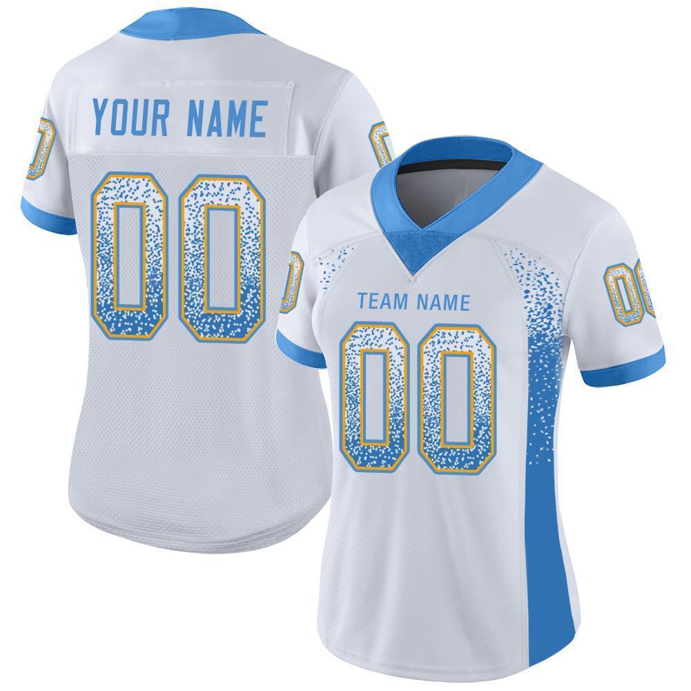 Custom White Powder Blue-Gold Drift Fashion Football Jersey view 2