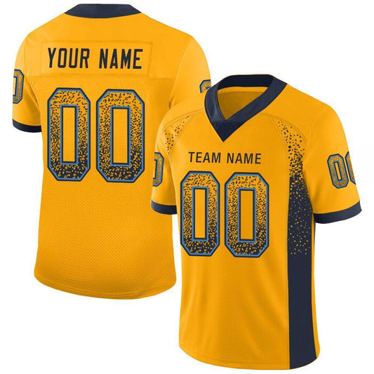 Custom Gold Navy-Powder Blue Drift Fashion Football Jersey - Main View