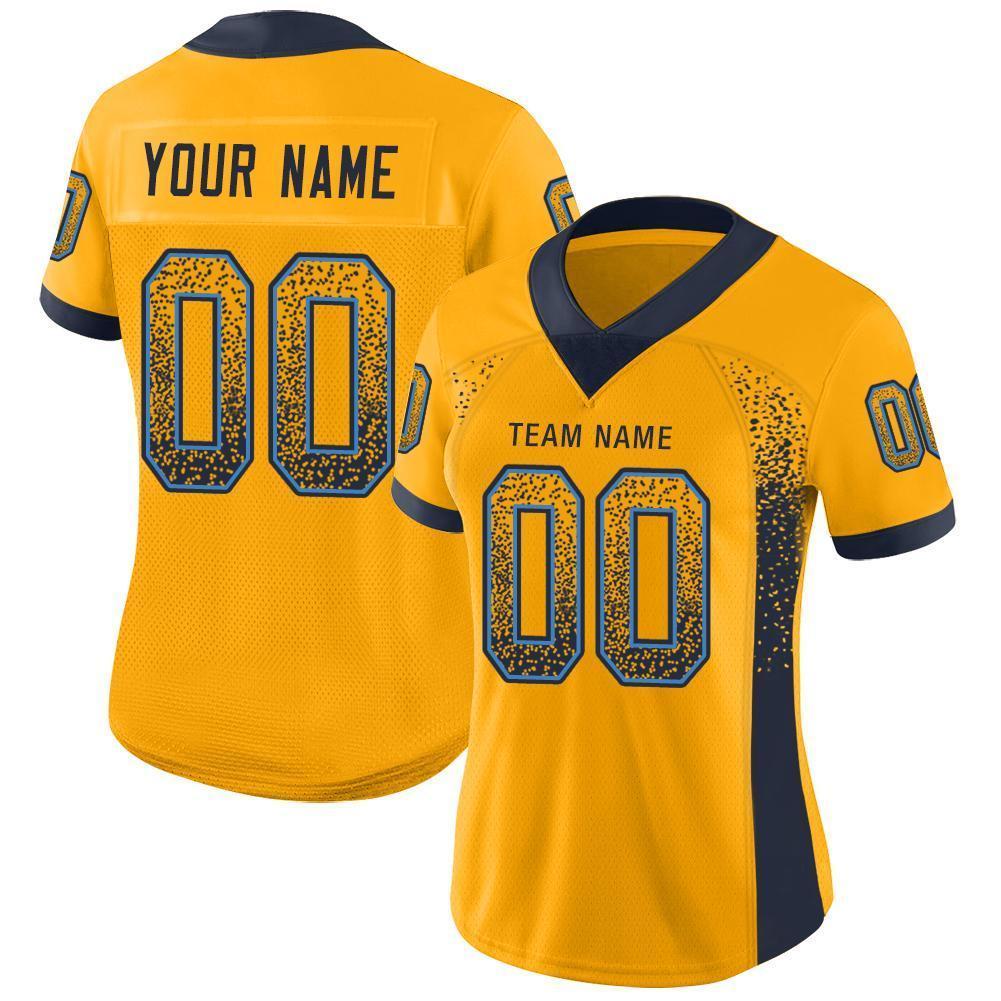 Custom Gold Navy-Powder Blue Drift Fashion Football Jersey view 2