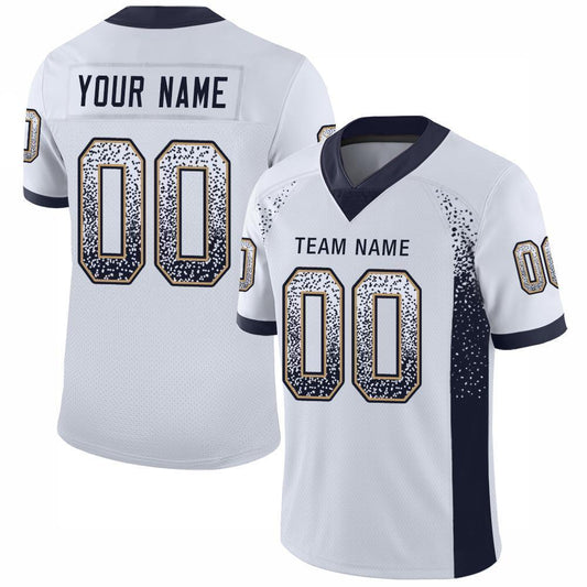 Custom White Navy-Old Gold Drift Fashion Football Jersey - Main View