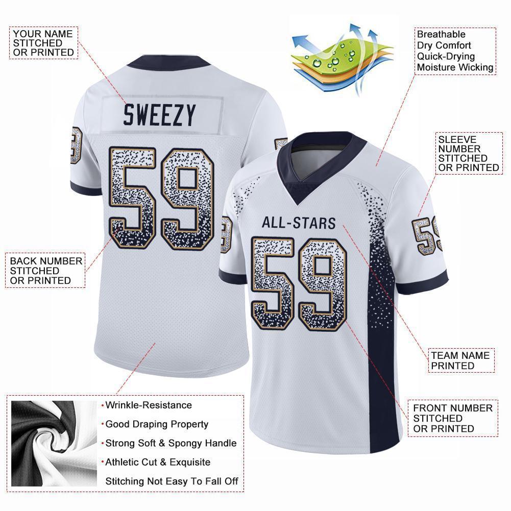 Custom White Navy-Old Gold Drift Fashion Football Jersey view 3