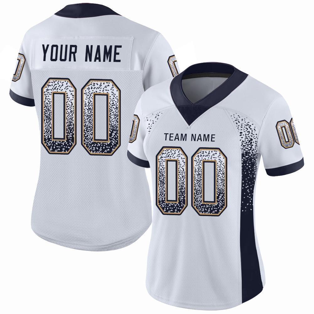 Custom White Navy-Old Gold Drift Fashion Football Jersey view 2