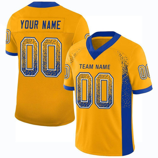 Custom Gold Royal-White Drift Fashion Football Jersey - Main View