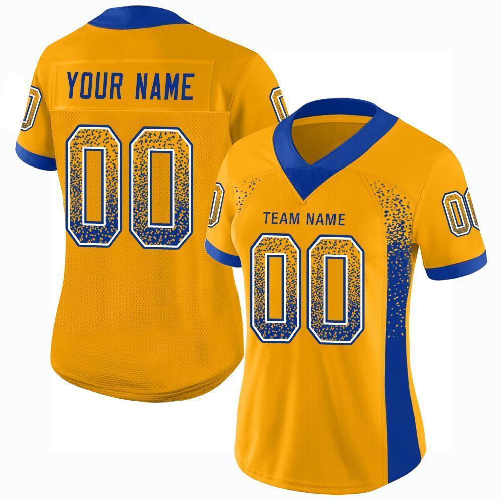 Custom Gold Royal-White Drift Fashion Football Jersey view 2