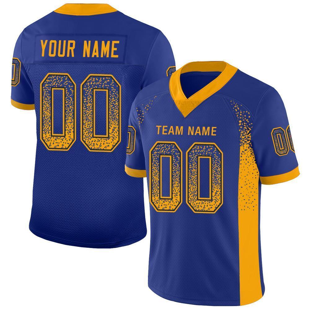 Custom Royal Gold-Navy Drift Fashion Football Jersey - Main View