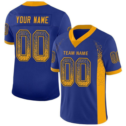 Custom Royal Gold-Navy Drift Fashion Football Jersey - Main View