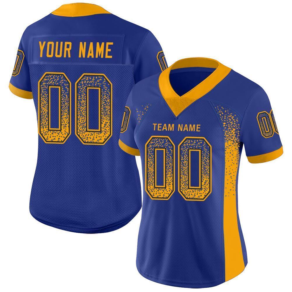 Custom Royal Gold-Navy Drift Fashion Football Jersey view 2