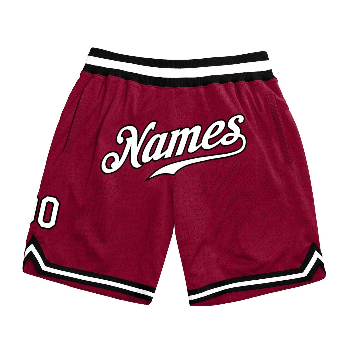 Custom Maroon White-Black Authentic Throwback Basketball Shorts - Main View