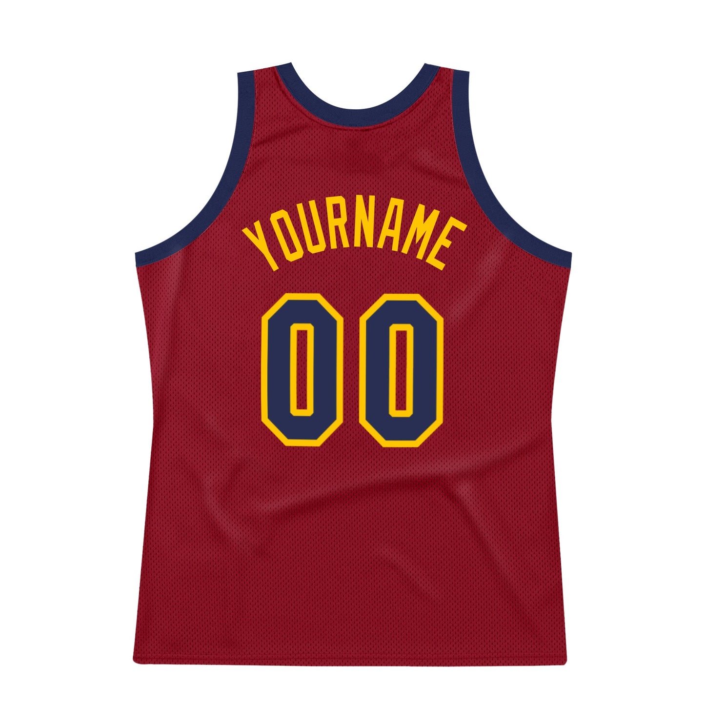 Custom Maroon Navy-Gold Authentic Throwback Basketball Jersey view 6