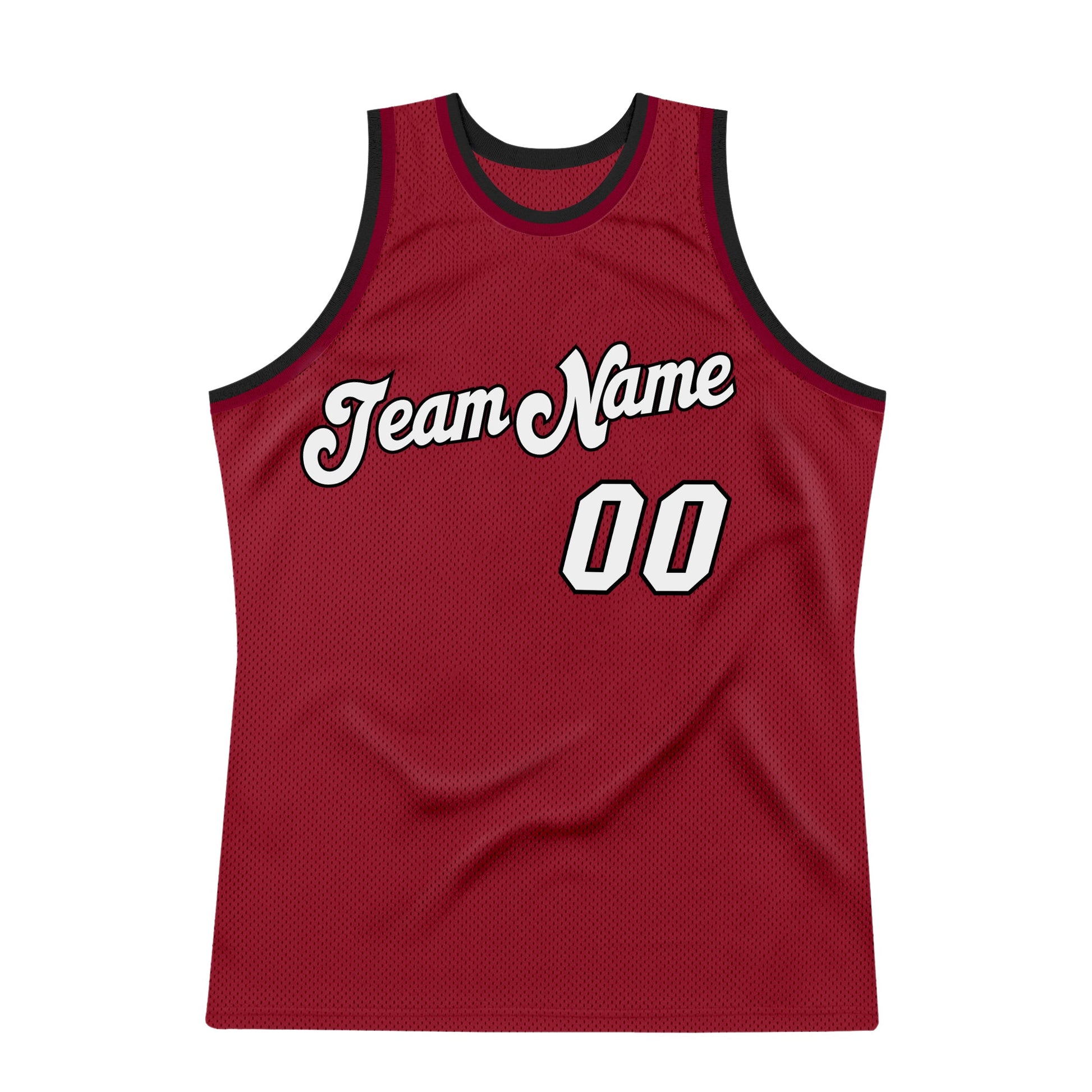 Custom Maroon White-Black Authentic Throwback Basketball Jersey view 7
