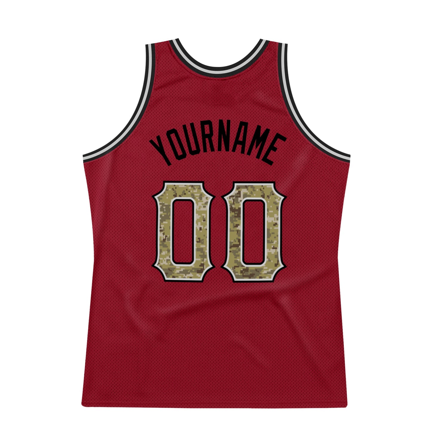 Custom Maroon Camo-Gray Authentic Throwback Basketball Jersey view 5