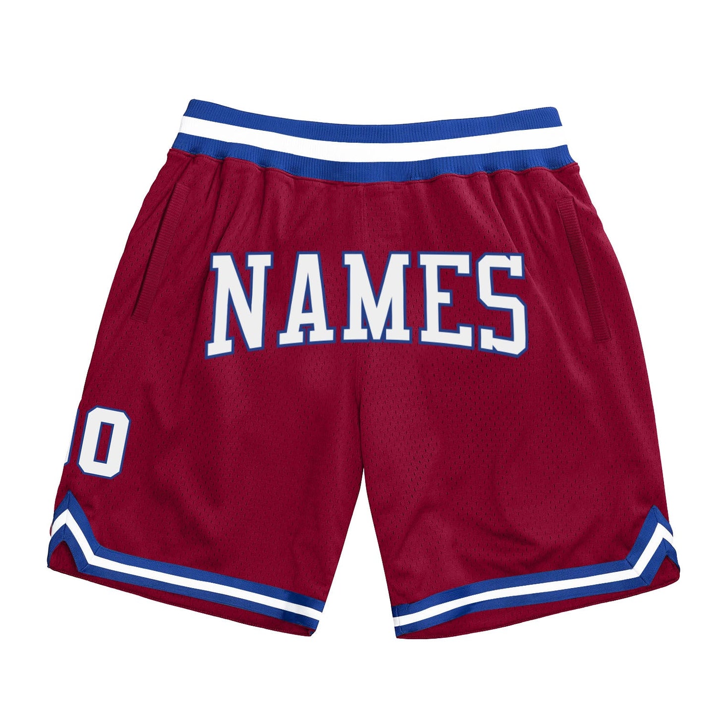 Custom Maroon White-Royal Authentic Throwback Basketball Shorts - Main View