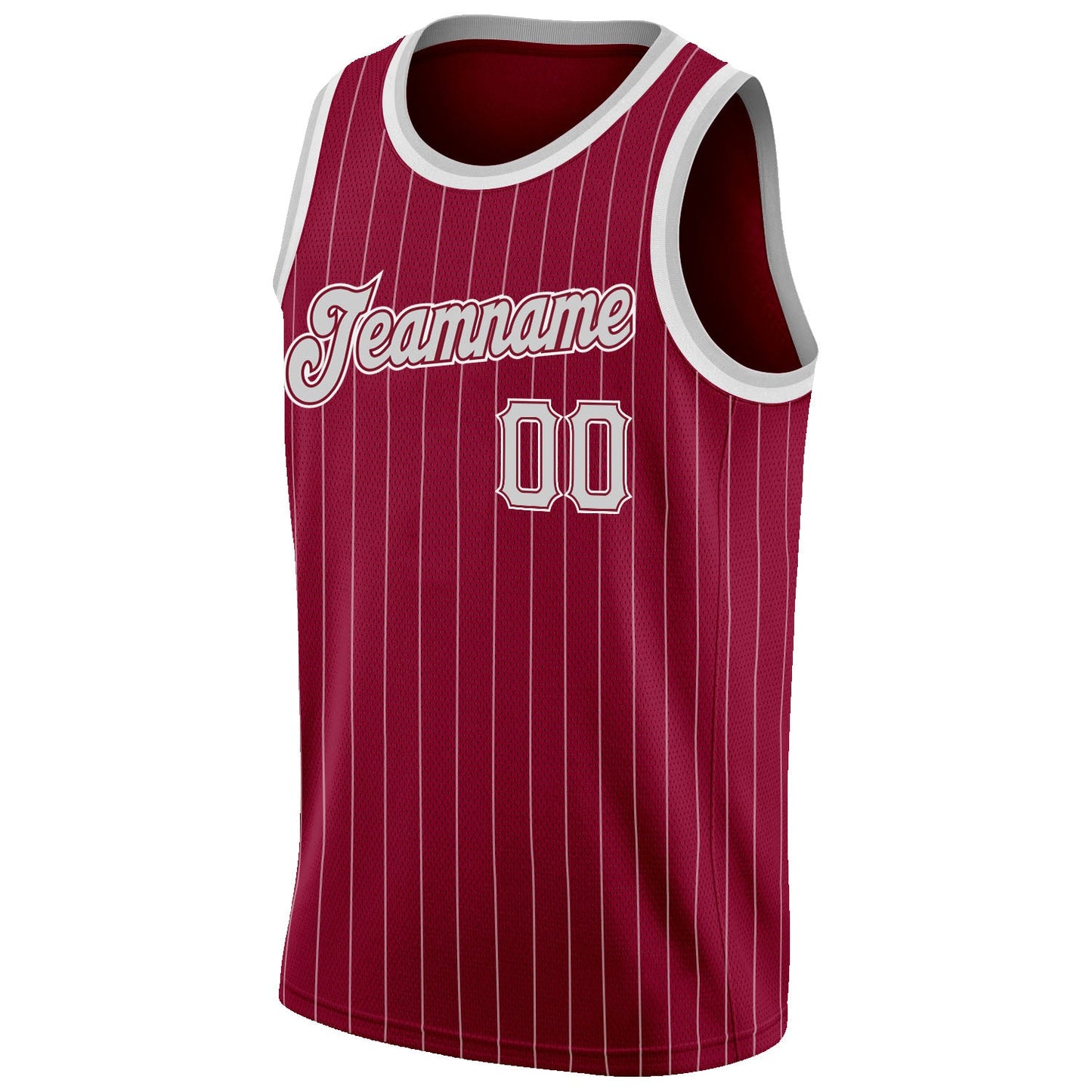 Custom Maroon White Pinstripe Gray-White Authentic Basketball Jersey view 5