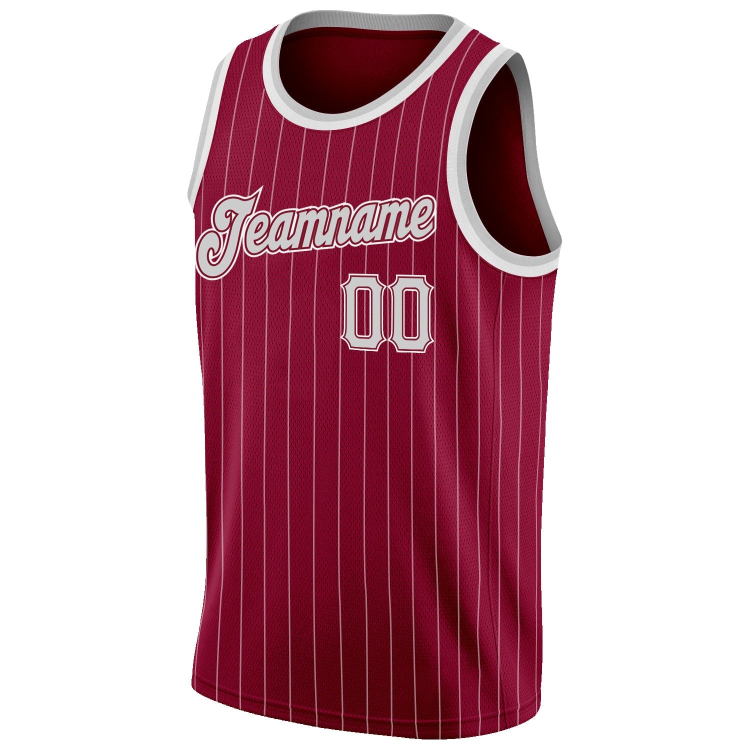 Custom Maroon White Pinstripe Gray-White Authentic Basketball Jersey view 5