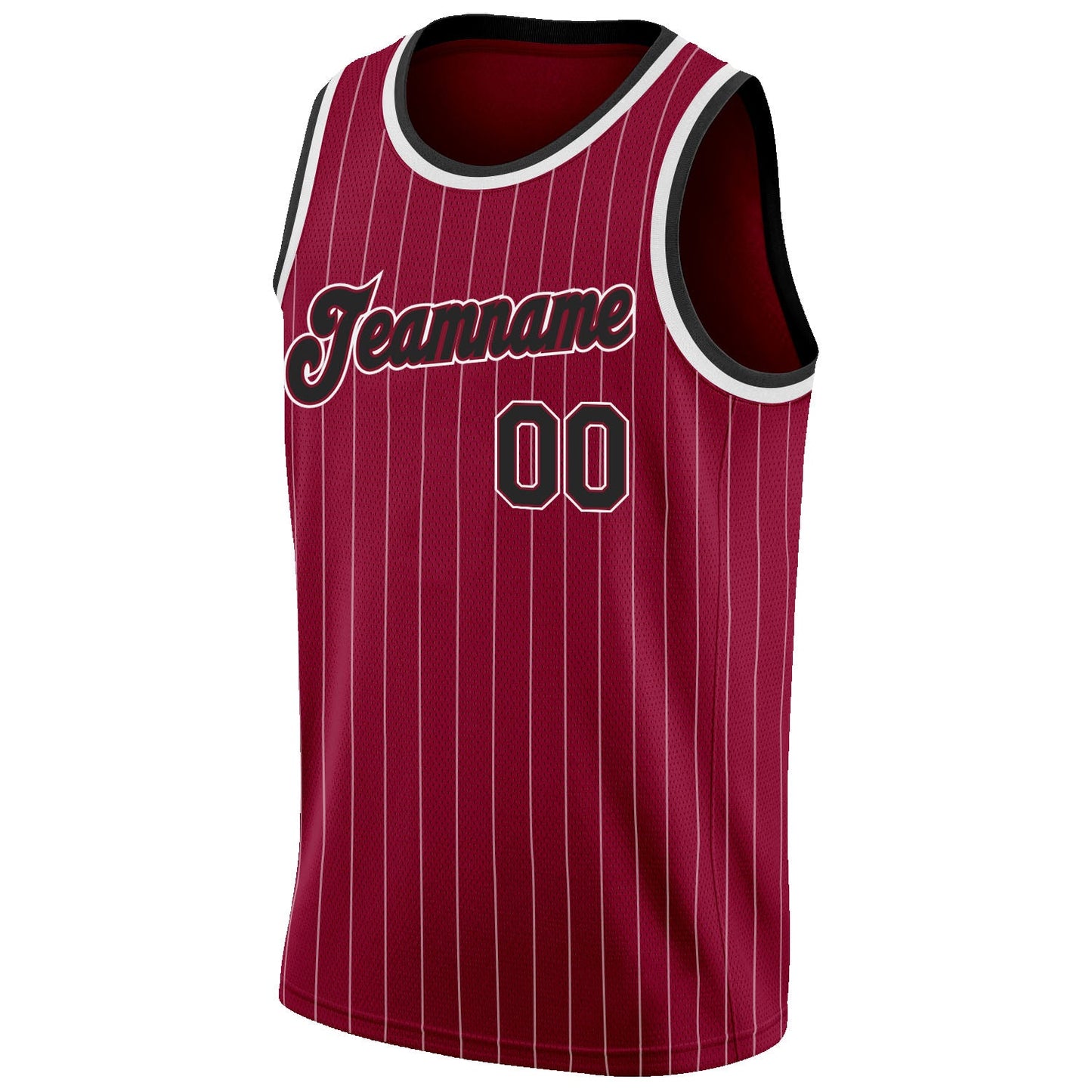 Custom Maroon White Pinstripe Black-White Authentic Basketball Jersey view 5