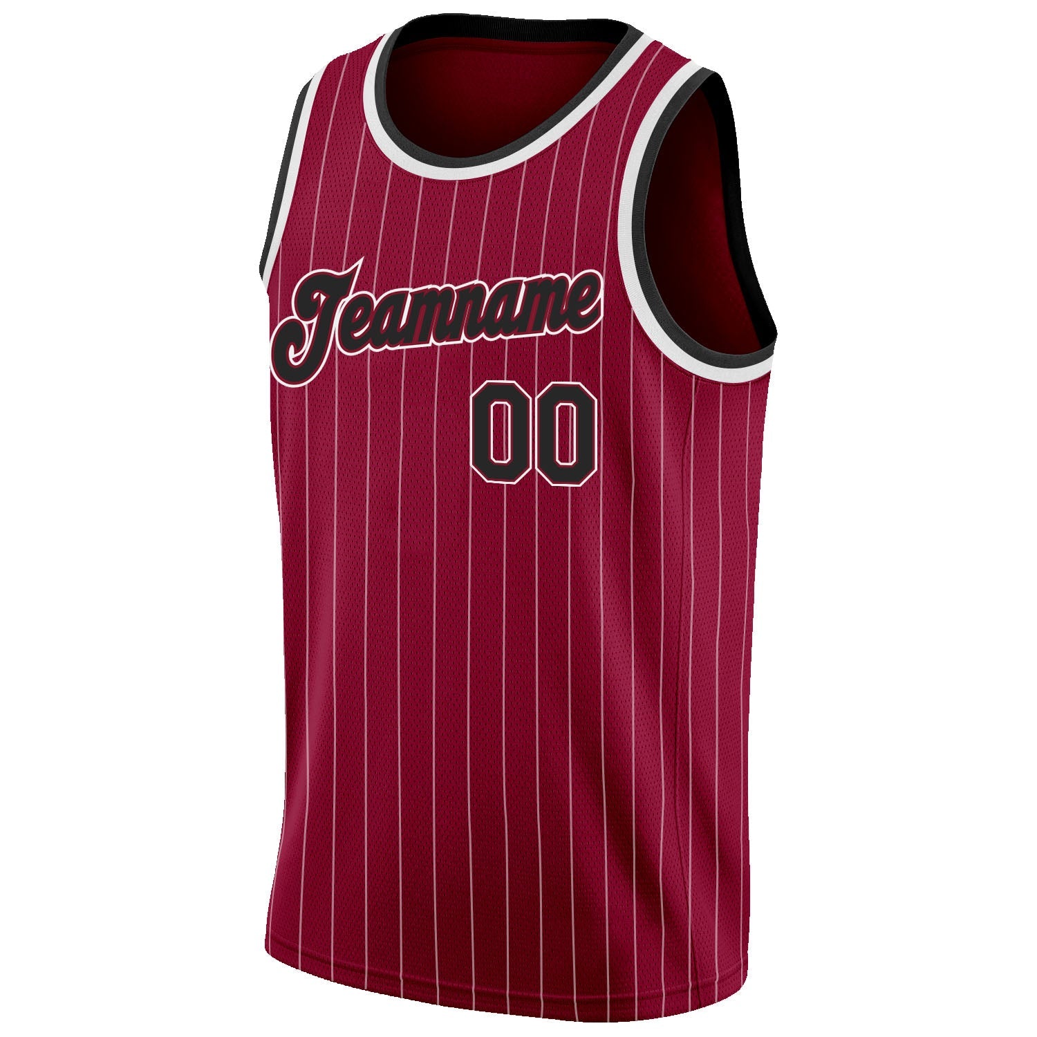 Custom Maroon White Pinstripe Black-White Authentic Basketball Jersey view 5