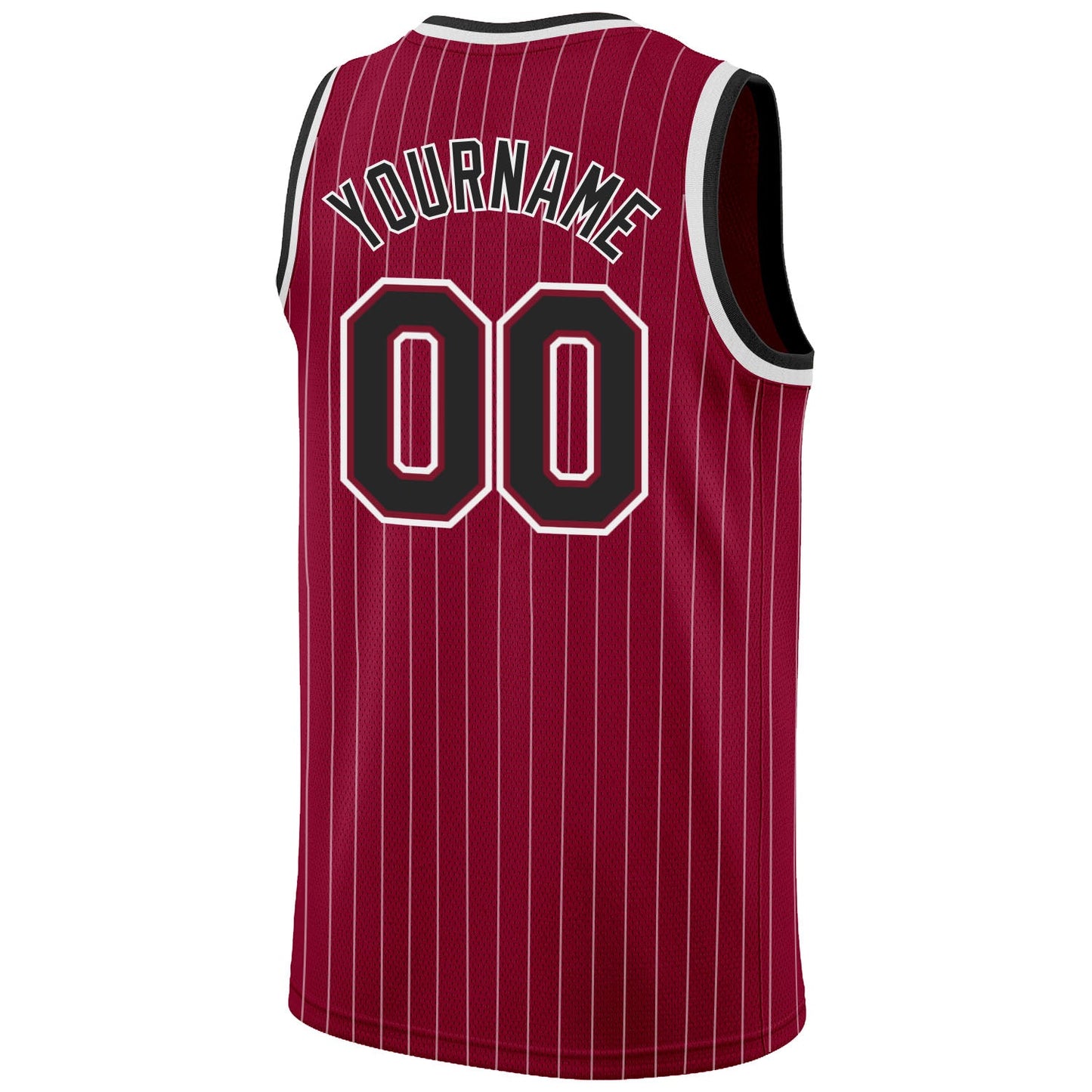Custom Maroon White Pinstripe Black-White Authentic Basketball Jersey view 6