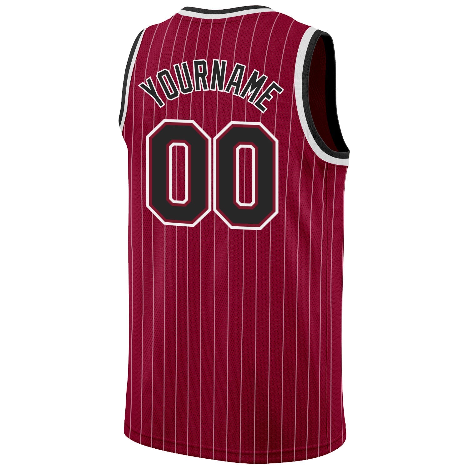 Custom Maroon White Pinstripe Black-White Authentic Basketball Jersey view 6