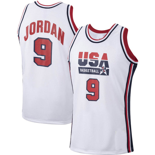 Basketball #9 JD USA  Fanatics Authentic Autographed Team USA 1992 Jersey - Upper Deck - White Stitched American Basketball Jersey - Main View