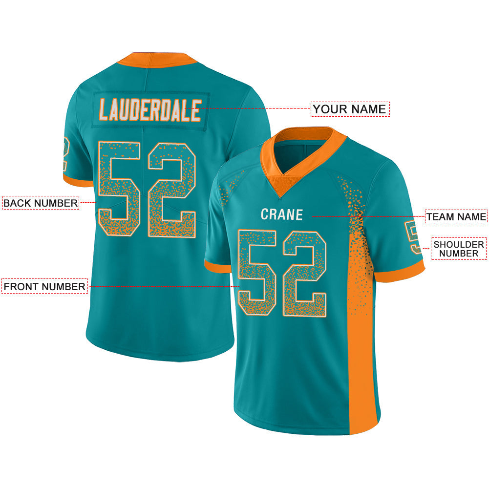 Custom M.Dolphins Stitched American Football Jerseys Personalize Birthday Gifts Aqua Jersey view 2