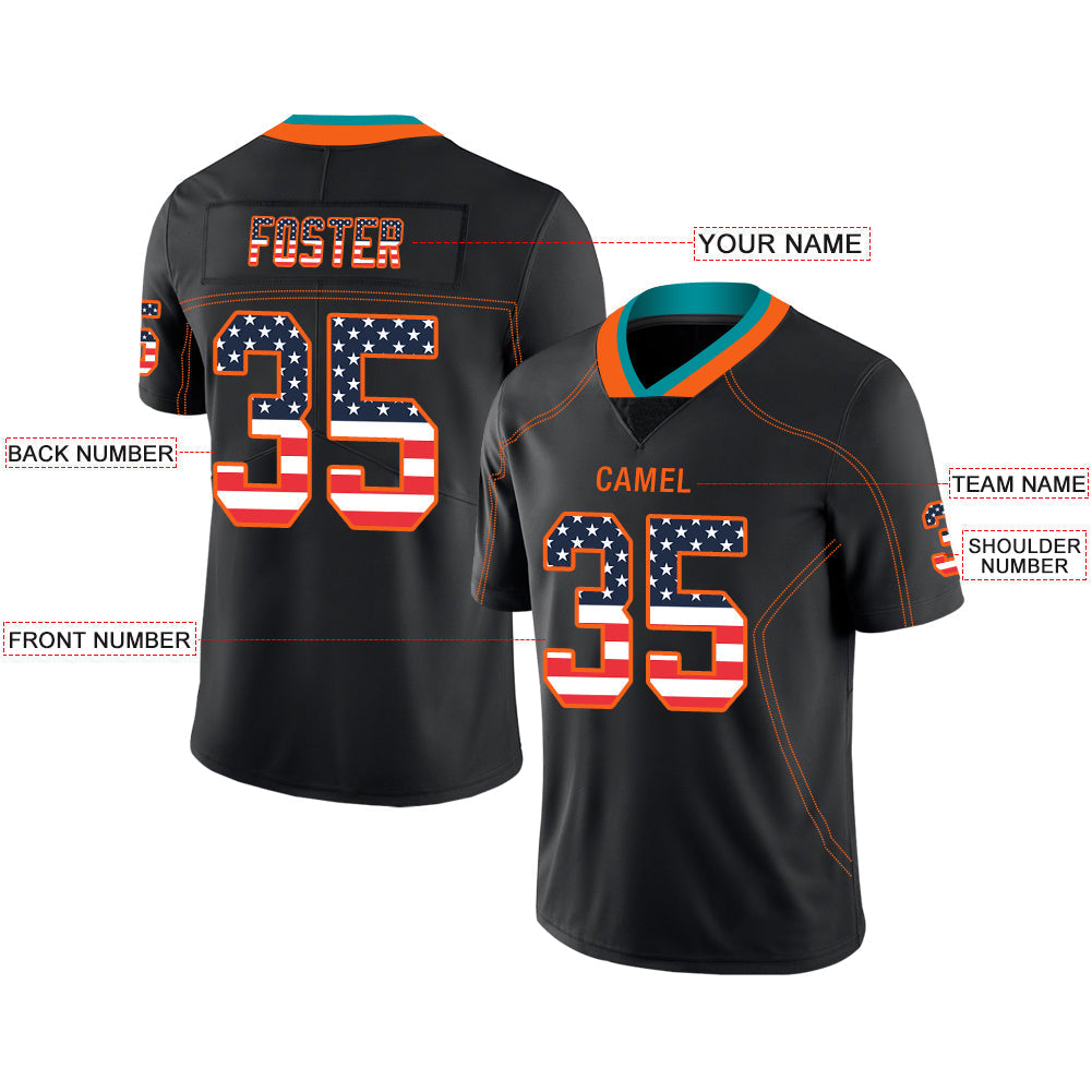 Custom M.Dolphins Stitched American Football Jerseys Personalize Birthday Gifts Black Jersey view 2
