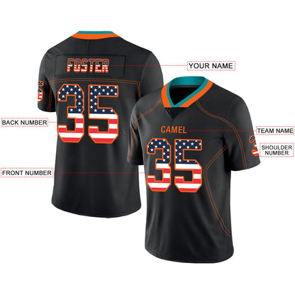 Custom M.Dolphins Stitched American Football Jerseys Personalize Birthday Gifts Black Jersey view 2