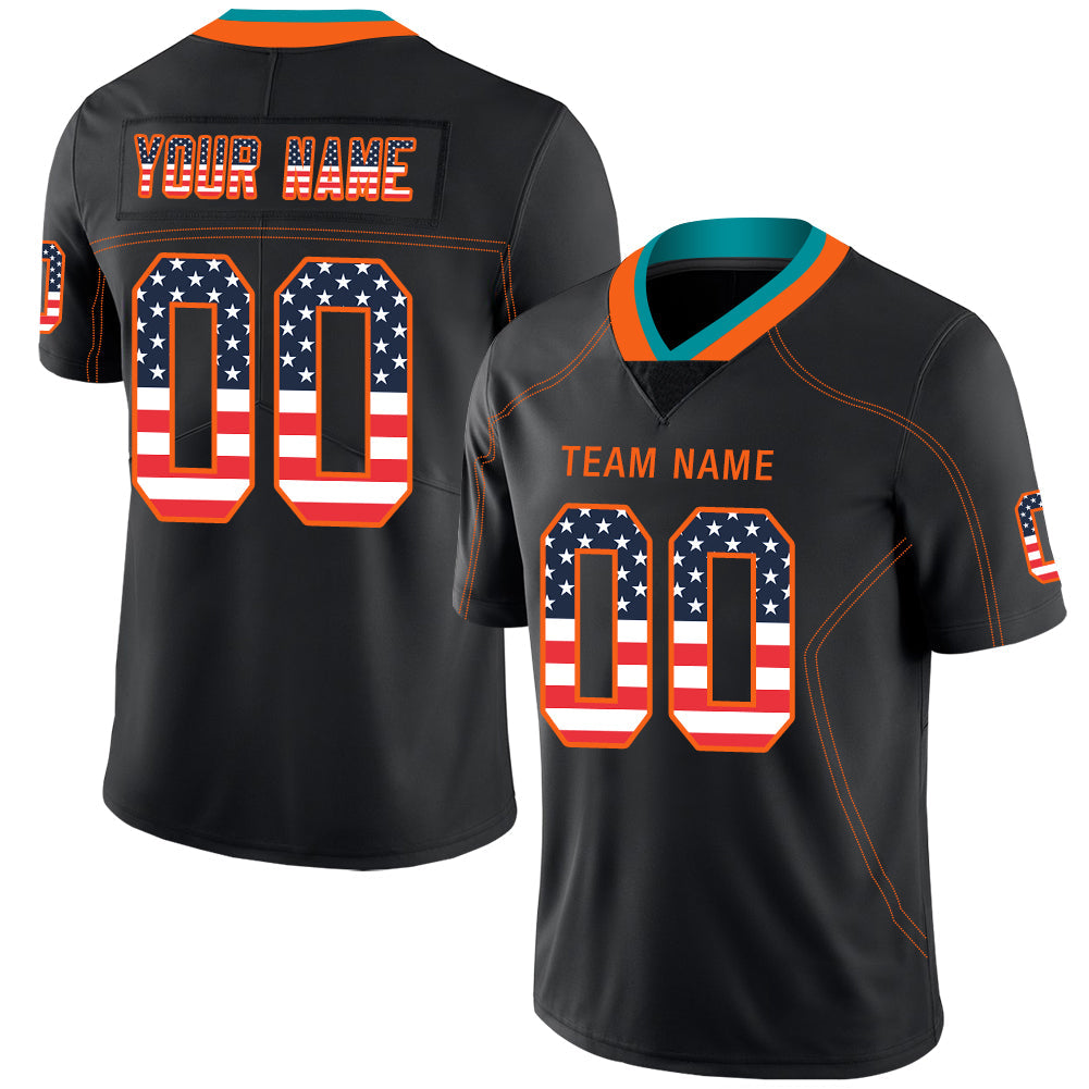 Custom M.Dolphins Stitched American Football Jerseys Personalize Birthday Gifts Black Jersey - Main View
